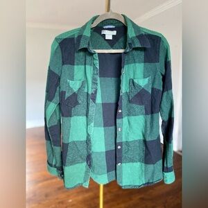 Natural Reflections Button Up Shirt Green Plaid Flannel Lumberjanel 100 Cotton